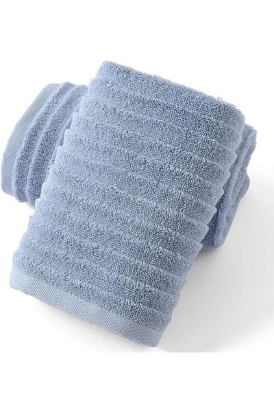 KAYABEY HOME Prosop albastru cu dungi 70x140 cm |   Prosop moale și cu absorbție ridicată pentru plajă, baie și duș