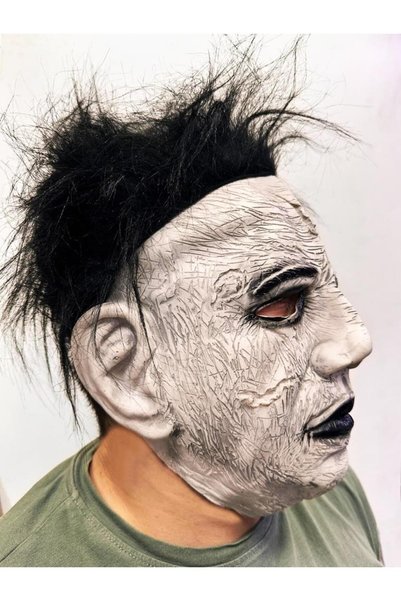 NW NessiWorld Masca de spate din latex cu fața lui Michael Myers cu păr negru...