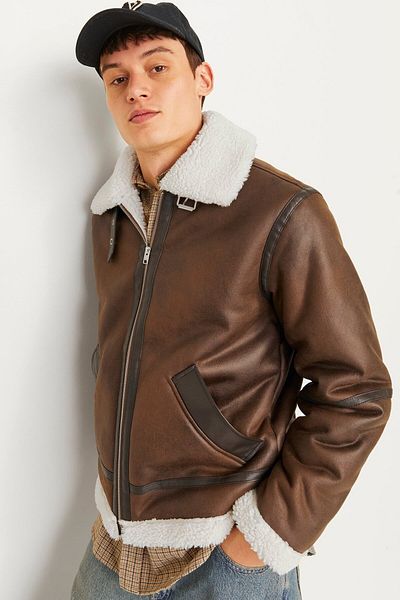 Jack & Jones Jorcole Aviator Jacket Ανδρικό δερμάτινο μπουφάν Shearling