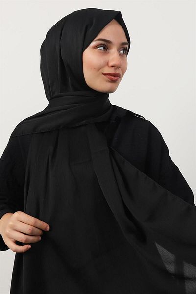 ARMANDA Italian Jacquard Houndstooth Pattern Shawl Black