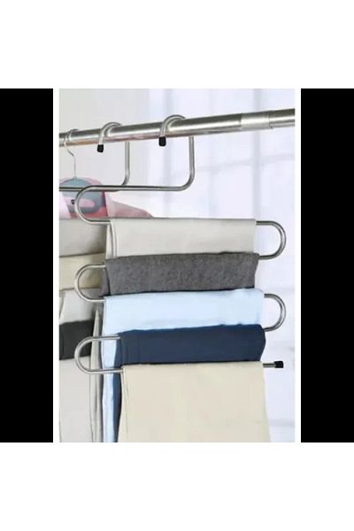 sevimli ilmekler Decorative 5-Compartment Metal Clothes Hanger & In-Cabinet Chrome Trouser Hanger Multiple Hangers