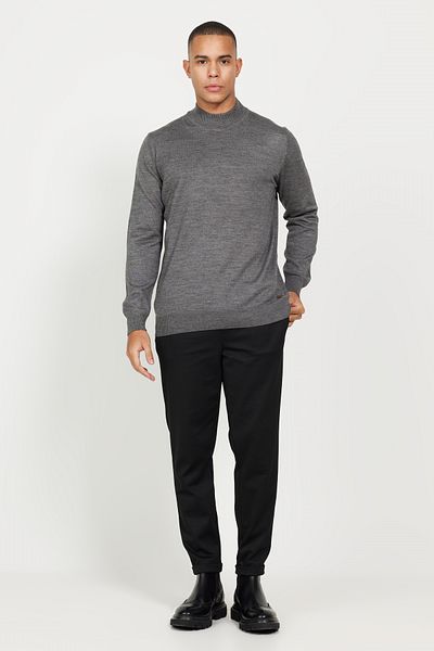 ALTINYILDIZ CLASSICS Men's Gray Melange Wool Standard Fit Regular Cut Half Turtleneck Knitwear Sweater