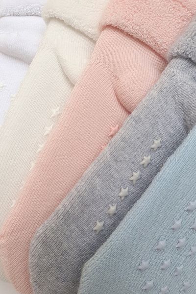 MEM SOCKS 5-Piece Organic Cotton Anti-Slip Kids-Baby Socks