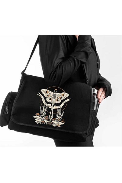 DEEFWEAR Geantă messenger imprimată/Beaugă cu centură reglabilă și buzunare cu fermoar