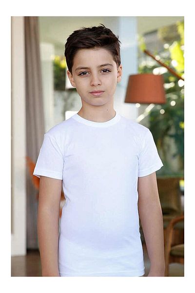 Şenay Dai - 6-Piece White Boy Undershirt, 100% Cotton, Sleeves, Economical Quality