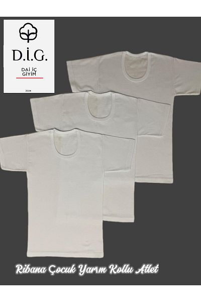 Şenay Dai - 6-Piece White Boy Undershirt, 100% Cotton, Sleeves, Economical Quality
