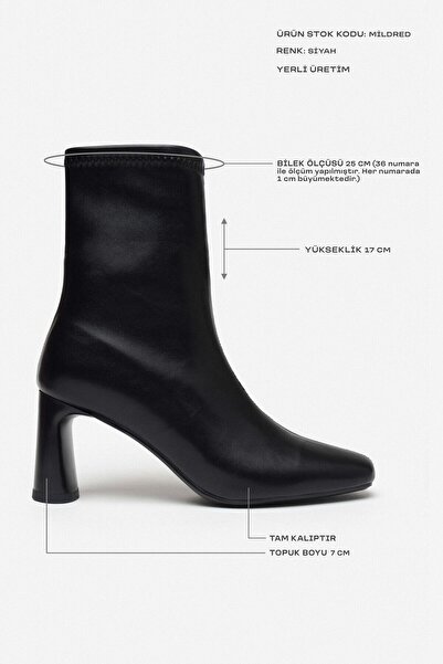 NİŞANTAŞI SHOES Enyhén fekete matt cipzáras részlet, tompa orrú női sarkú csizma