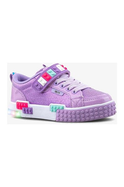Alessio Lighted Orthopedic Purple Sole Velcro Soft Lightweight Linen Girls' Sneaker