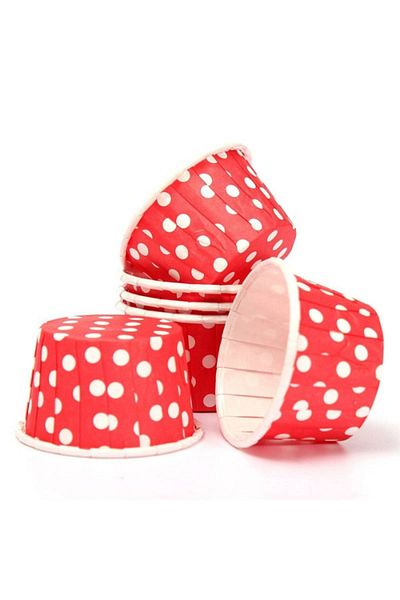 EFE PASTACILIK Red Polka Dot Muffin Paper Capsules 25 Pieces 50x39 Mm