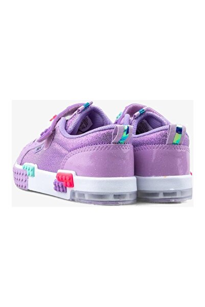 Alessio Işıklı Ortopedik Mor Taban Cırtlı Yumuşak Hafif Keten Kız Çocuk Sneaker