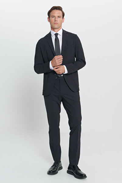 ALTINYILDIZ CLASSICS Men's Black Slim Fit Slim Fit Mono Neck Woolen Suit