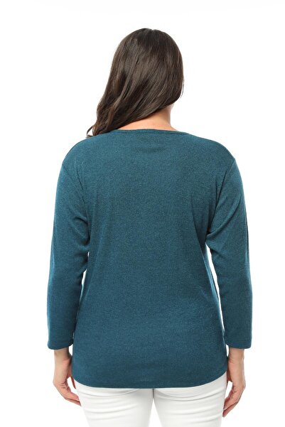 tarzımsüper Large Size Zippered Collar Comfort Model New Season Soft Textured V-Neck Stylish Daily Knitwear Sweater