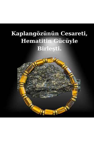Sertifikalı Doğal Taş Kaplangözü & Hematit Bileklik
