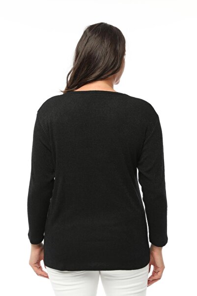 tarzımsüper Large Size Zippered Collar Comfort Model New Season Soft Textured V-Neck Stylish Daily Knitwear Sweater