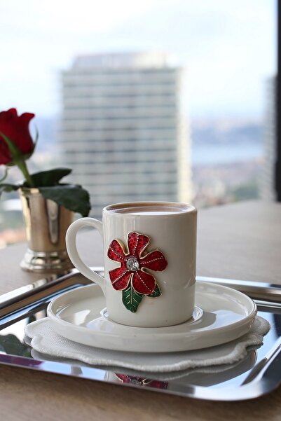 Ahinur Mutfak Porcelain 2-Piece Flower Cup Set 0,99 ml 4 Pieces
