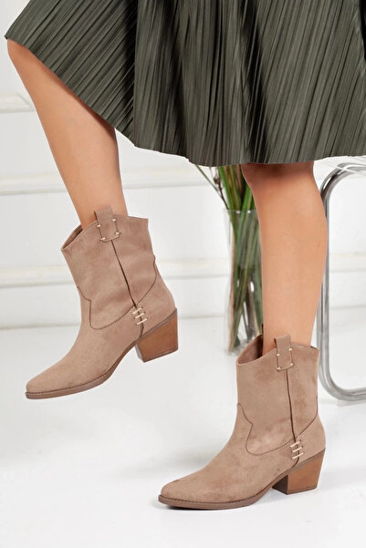 Miss Mitto Жіночі замшеві черевики у стилі вестерн на товстому каблуці