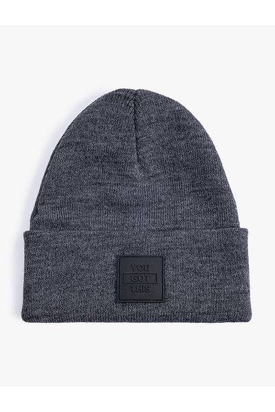 Koton Layered Beret with Slogan Printed Label Detail