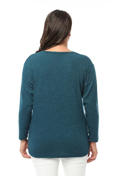 tarzımsüper New Season Soft Texture Comfort Model Mother Solid Color V-neck Knitwear Sweater with Large Size Necklace Gift