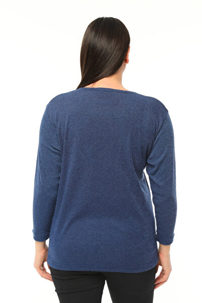 tarzımsüper Large Size Zippered Collar Comfort Model New Season Soft Textured V-Neck Stylish Daily Knitwear Sweater