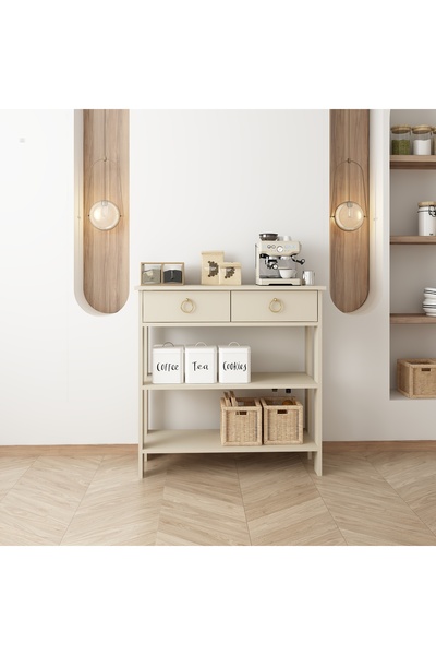 Home Mandosi Çift Çekmeceli Kumtaşı Kahve Köşesi