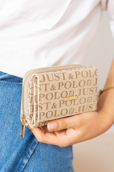 Just Polo محفظة حامل بطاقات نسائية أصلية مع حجرة للعملات الورقية والعملات المعدنية