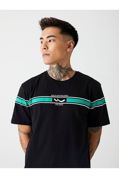 Ltb Black T-shirt with Logo Stripe