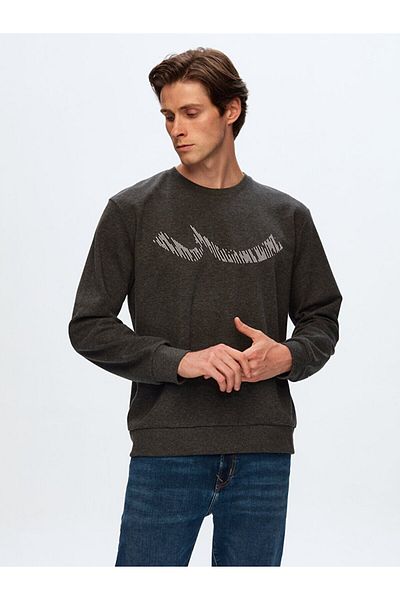 Ltb Logo Crew Neck Anthracite Sweatshirt