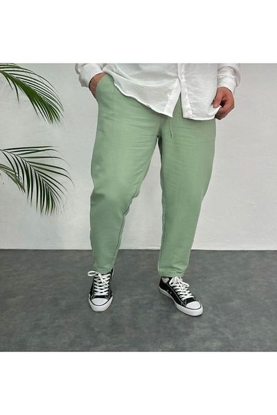 bafatex Ανδρικό λινό παντελόνι Boyfriend Relaxed Cut Double Leg Jogger