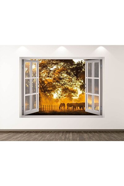 KanvasSepeti Mustag Дикі коні Full HD друк 3D Вікно Сучасна наклейка на стіну