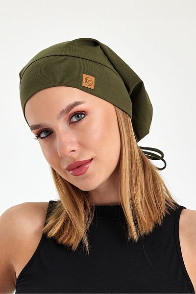 Butikgiz Khaki Rope Detailed Special Design 4 Season Hat Beret Buff-Ultra Soft Natural Combed Cotton Fabric