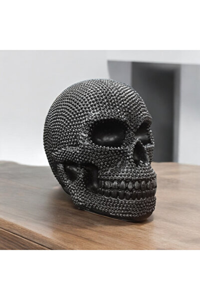 AlinSanatHeykel Siyah Kuru Kafa Heykeli - Modern Şık Raf Aksesuarı