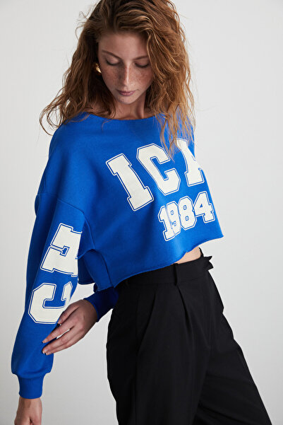 GRIMELANGE Tılde Femei - Bluză obișnuită din bumbac, moale și imprimată, albastru închis