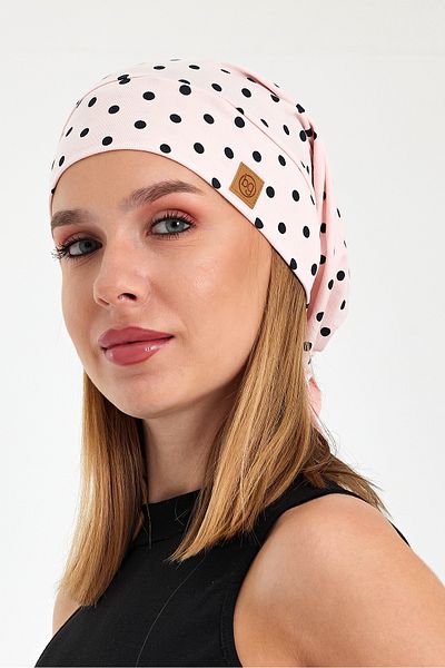 Butikgiz Powder Polka Dot Rope Detailed Special Design 4 Season Hat Beanie-Ultra Soft Natural Combed Cotton