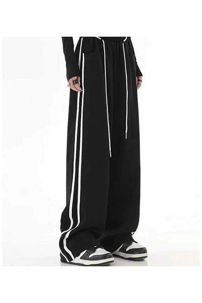 DENİKK Yudoowear, μαύρο χρώμα πλεκτό ύφασμα φούτερ με λευκές ρίγες