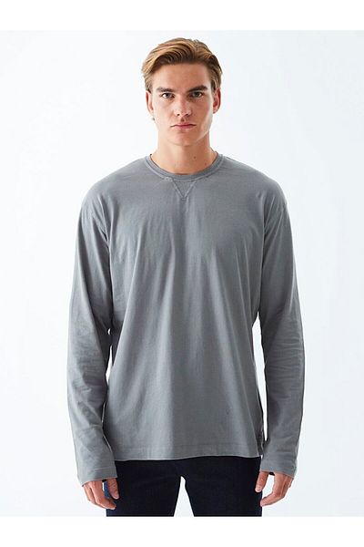 Ltb Crew Neck Basic Dark Gray Sweatshirt