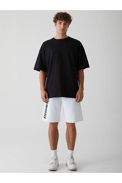 Ltb White Shorts with Contrast Patchwork
