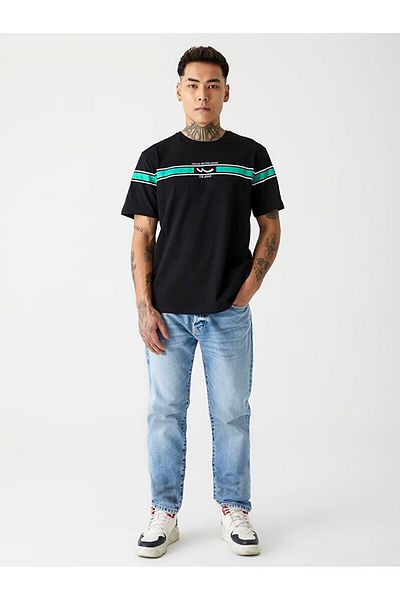 Ltb Black T-shirt with Logo Stripe