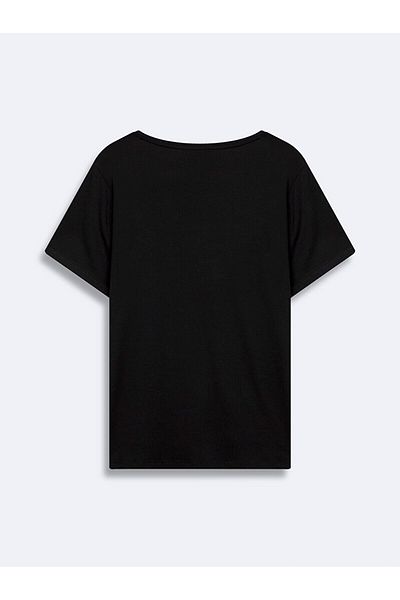Ltb Tricou negru brodat - cu buzunar și logo Ltb