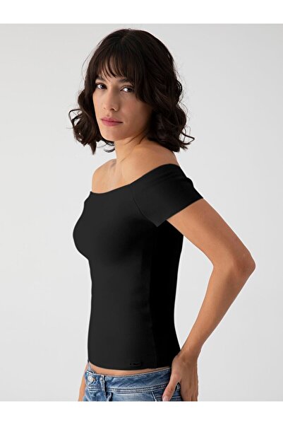 Ltb Tricotaj cu umăr negru Pulover negru