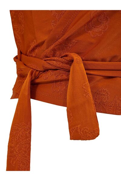 Ltb Orange Sweatshirt with V-Neck Lacing Detail