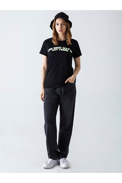 Ltb Slogan Printed Black T-shirt