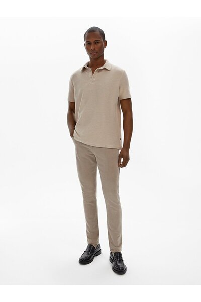 Ltb تي شيرت بياقة بولو بلون القهوة