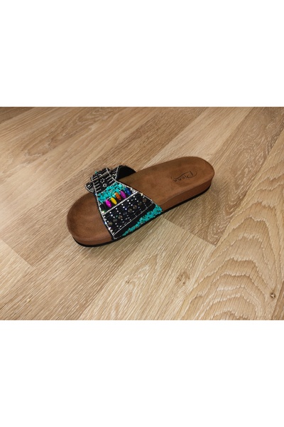 MasmaviMilla Women's Stoned Buckle Shiny Slippers