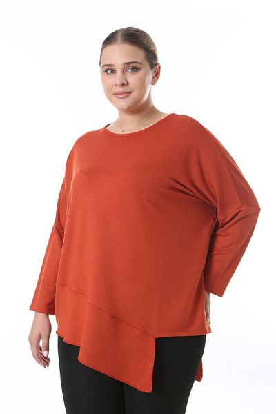özle fashion Γυναικεία μπλούζα με ασύμμετρη κοπή σε μεγάλο μέγεθος