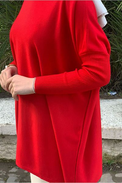 Moda Rosa 24K4047 - LIGHT RED - FISHER'S COLLAR KNITWEAR SWEATER