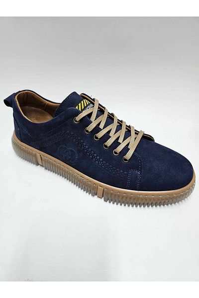 Luis Figo Genuine Leather Number 38-39 Lace-Up Navy Blue Nubuck Men's Shoes