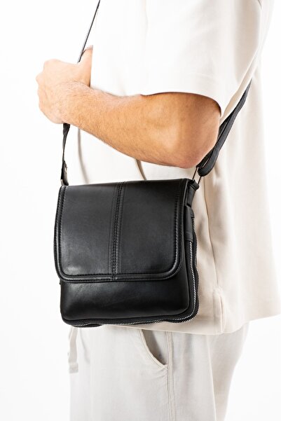 deri Hakiki Deri Postacı Çapraz Askılı Yandan Asmalı Omuz Çanta