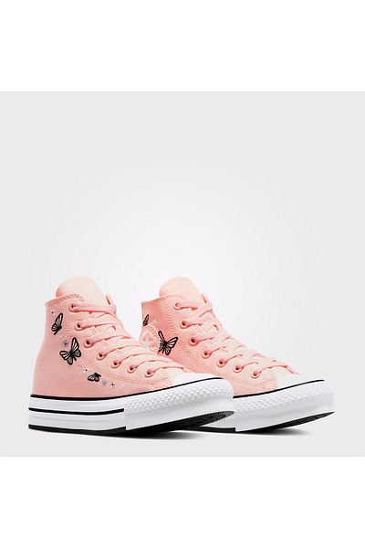 converse Chuck Taylor All Star Eva Lift Butterflies Kids Pink Platform Sneaker