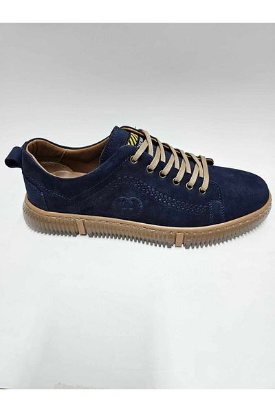 Luis Figo Genuine Leather Number 38-39 Lace-Up Navy Blue Nubuck Men's Shoes