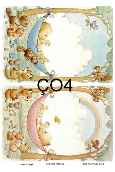 LİNEART Çocuk Odaları Serisi Pirinc Dekopaj Kagıdı  29X42cm No:ÇO4